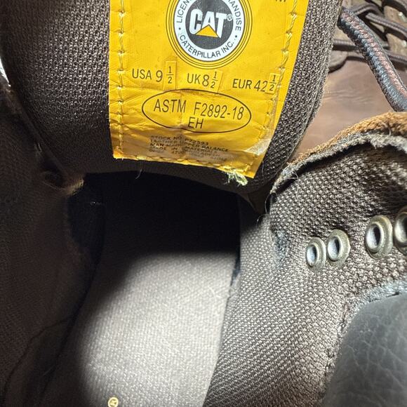 CAT Caterpillar Men\'s Soft Toe Lace Up Work Boot, Dark Brown P72593 size 9.5
